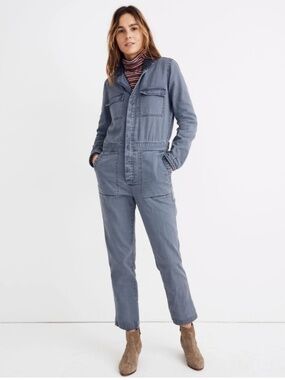 Madewell Sherpa Coverall Jumpsuit in Sunfaded Indigo Size Small